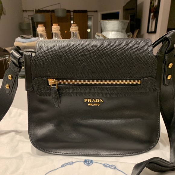 Prada Black Leather Corsaire Messenger Bag - Picture 5 of 8